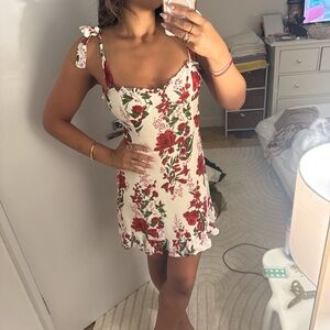 Reformation White and Red Spaghetti Strap Sundress